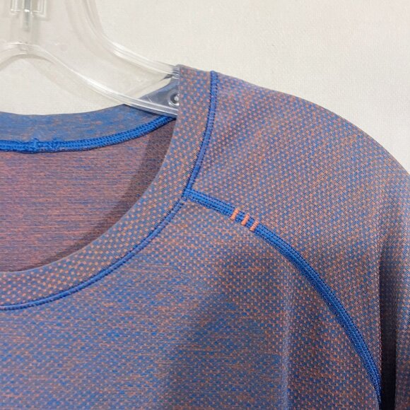 Lululemon Men's Metal Vent Tech Blue & Orange Short Sleeve Shirt - Size Large - Picture 3 of 7